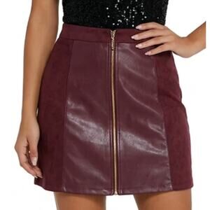 Marc New York Andrew Marc Faux Sued and Leather Zip Skirt